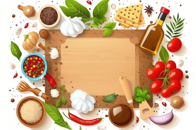 Zestaw przypraw i składników na drewnianym stole